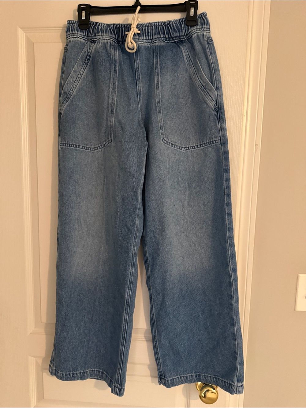 nuuds Light Blue Wide-Leg Denim Jeans with Drawstring Waist